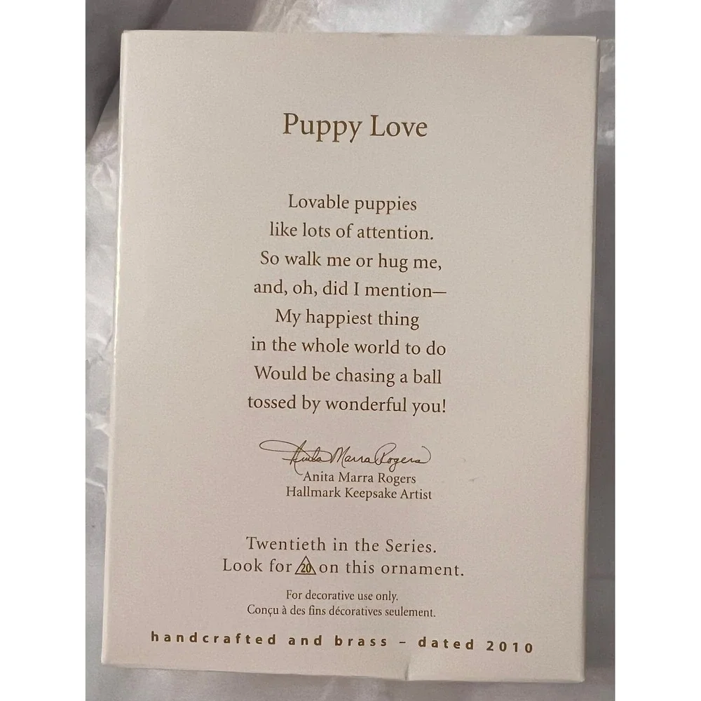 Hallmark Keepsake 2010 Puppy Love Christmas Ornament is #20 in the series NEW